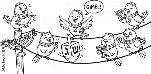 funny bird on a wire, bird, food, rose, xmas, flower, seamless, fairy tale, fantasy, art, winter, fairytale, outline, pattern, children, cat, nature, animal, coloring book, sketch, drawing, vector, il