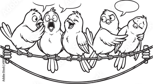 funny bird on a wire, bird, food, rose, xmas, flower, seamless, fairy tale, fantasy, art, winter, fairytale, outline, pattern, children, cat, nature, animal, coloring book, sketch, drawing, vector, il