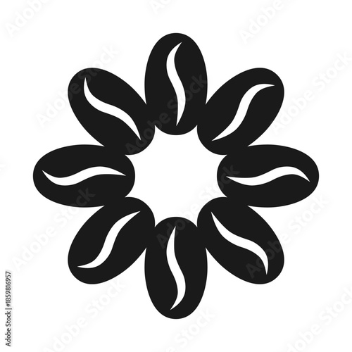 Radial Coffee Beans Black White Icon