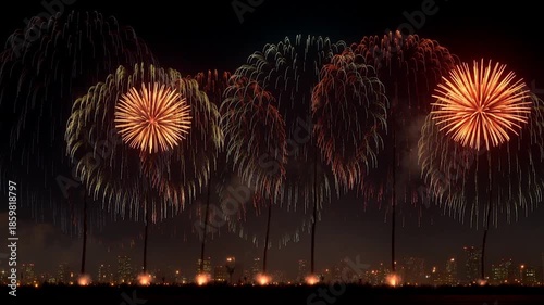 Vibrant Fireworks Display. A spectacular display of colorful fireworks