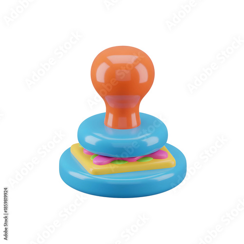 Rubber Stamp with Colored Ink Pad.