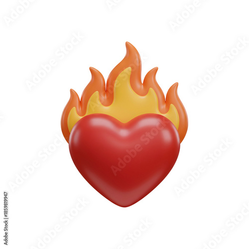 Red Heart with Flames on Top.