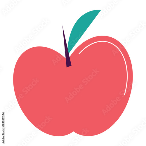 Fresh and Juicy Apple in a Minimalist kawaii Flat Style
