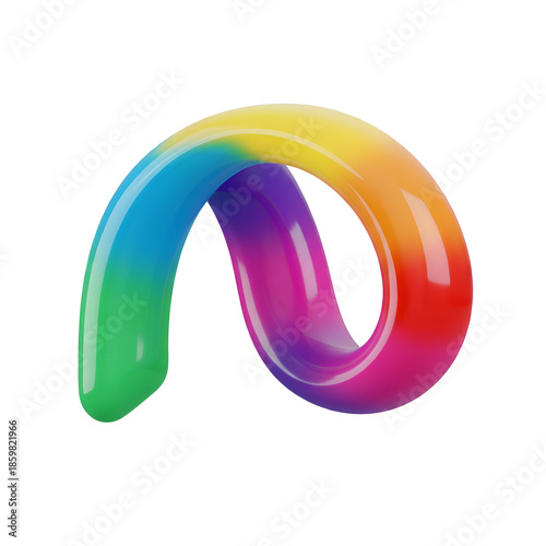 Rainbow Colored Plastic Object Curved Shape.