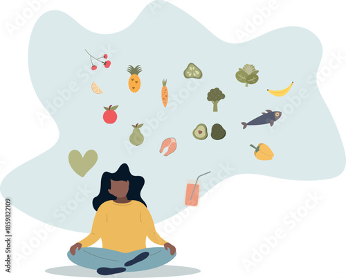 Mindful eating and daily diet with harmony and balance.life and employment of people.