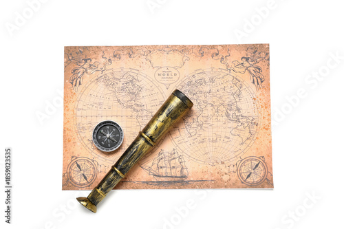 Modern compass, spyglass an...
