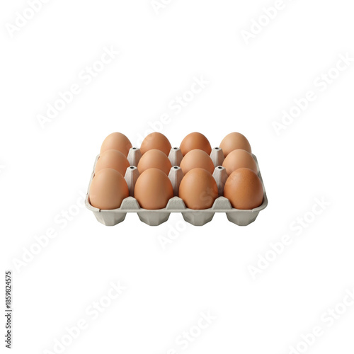A dozen eggs in carton on Transparent Background