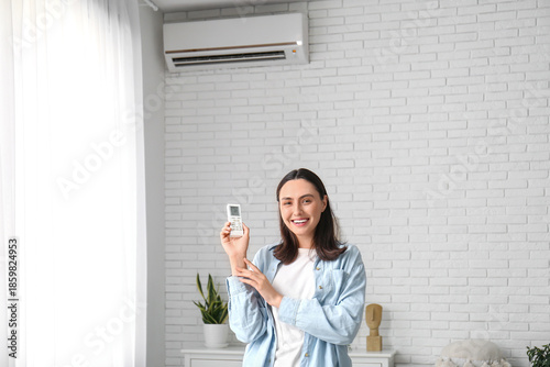 Pretty young woman with air...