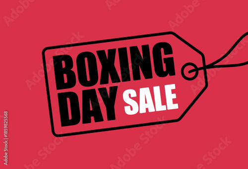 Eye-Catching Boxing Day Sale Tag in Bold Black and White on Vibrant Red Background