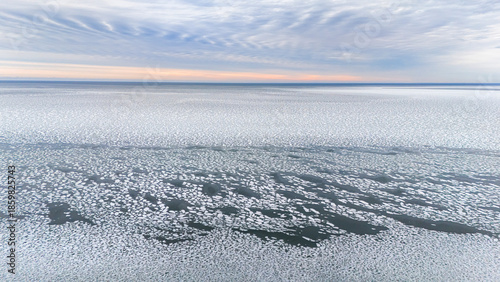 Frozen shoreline of New Brunswick, Canada. 