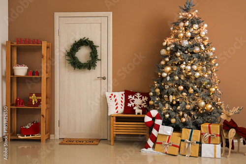Interior of festive room wi...