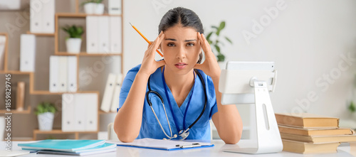 Stressed female medical stu...