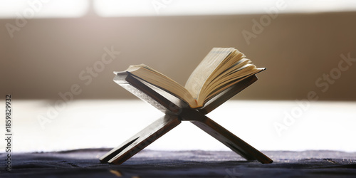 Rehal with Koran on floor i...
