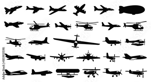 Collection of Various Aircraft Silhouettes.