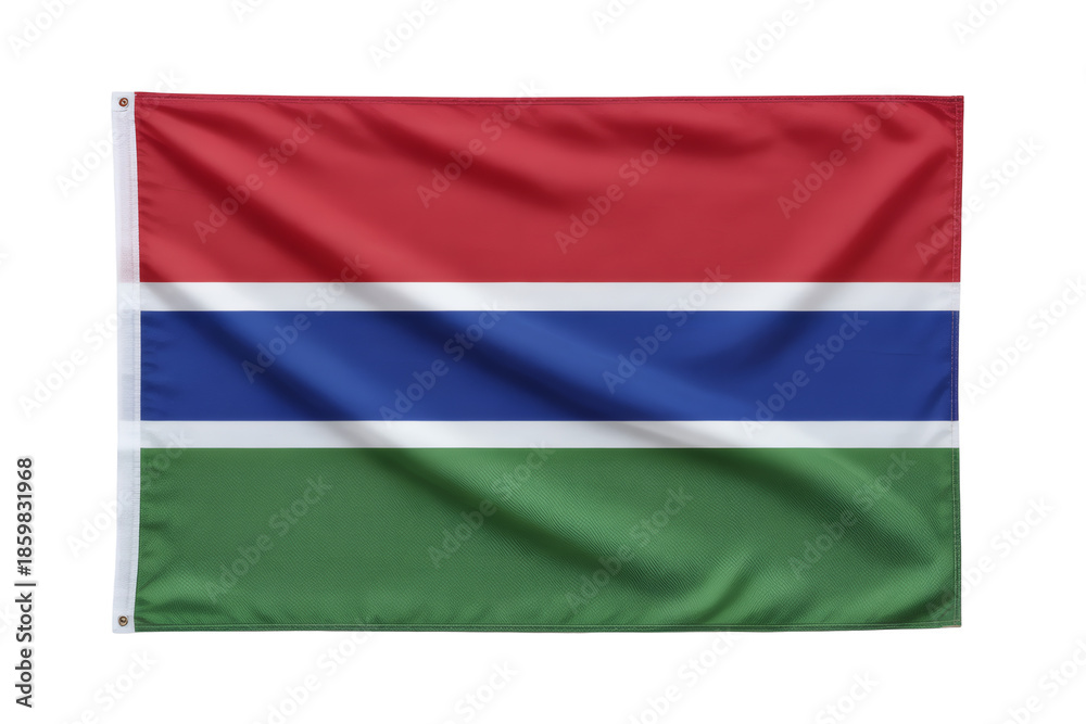 Obraz premium Vibrant Gambian flag waving proudly, a symbol of national identity, unity, and cultural heritage for travel and global events
