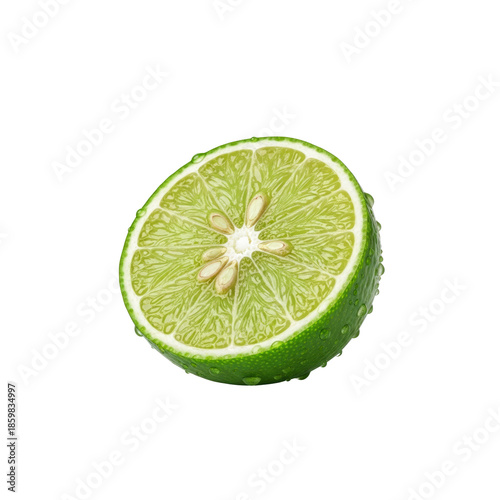 Lime half with dew drops on Transparent Background