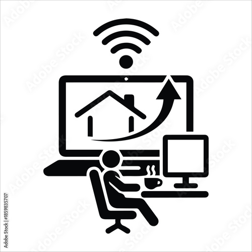 Remote Work Icon Vector Work From Home Concept
