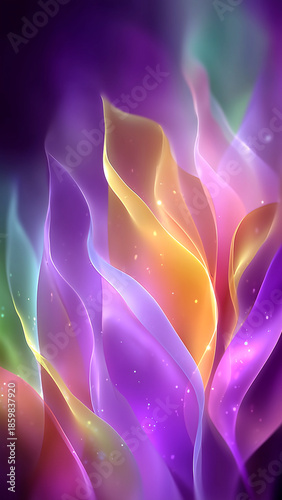 Glowing abstract tulip flower art