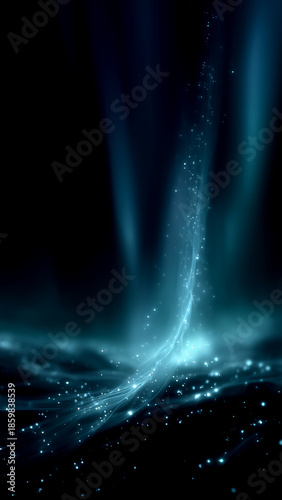 Abstract blue white energy flow lines in dark