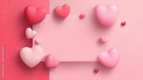 valentine's day hearts banner with pink background