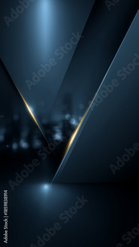 Abstract black and gray geometric light lines and planes