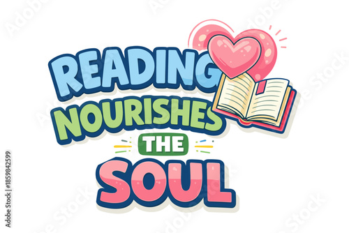 Reading inspiration illustration, reading nourishes the soul and wellbeing