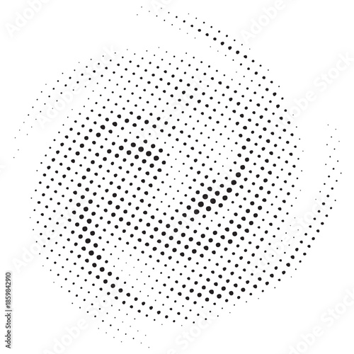 Abstract Halftone Circle Pattern with Swirling Effect.