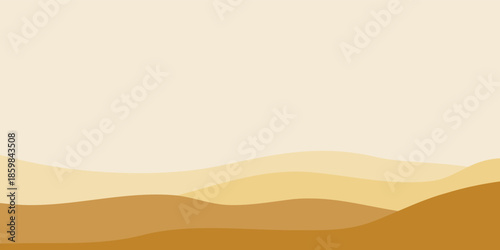 Minimalist Desert Landscape with Layered Hills in Earth Tones.