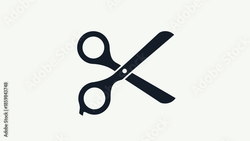 Black Scissors Icon on White Background.