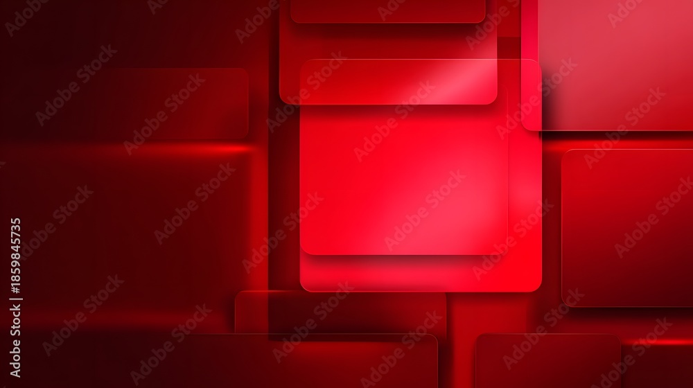 Fototapeta premium Abstract Red and Coral Square Overlap Background. Modern Geometric 3D Design.