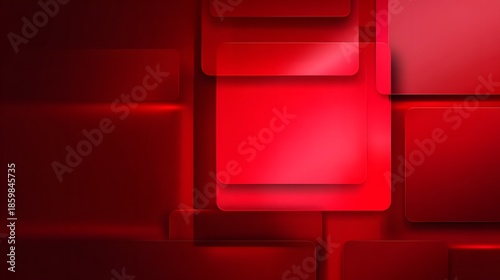 Wallpaper Mural Abstract Red and Coral Square Overlap Background. Modern Geometric 3D Design. Torontodigital.ca