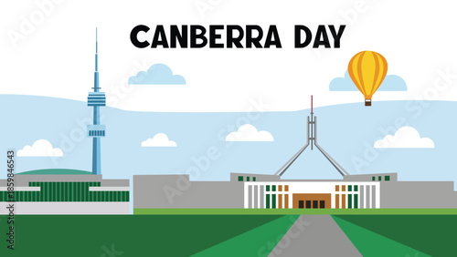 Canberra Day City Landmark Illustration Icon