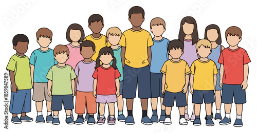 Group of Diverse Children Standing Together Portrait.
