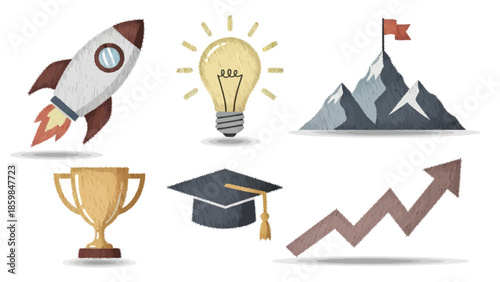 Business Success Achievement Icons.