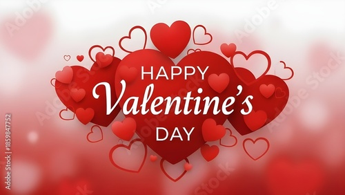 Happy valentine's day card with red hearts