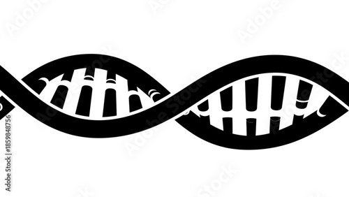 Simple Black and White DNA Double Helix Strand Icon