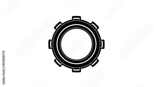 Simple black gear wheel icon isolated on a white background for engineering and industry concepts