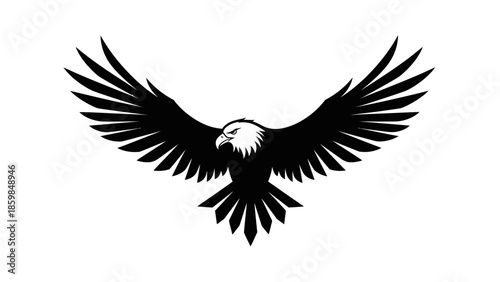 Stylized Silhouette of a Bald Eagle in Mid-Flight with Spread Wings