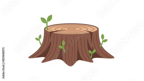Tree Stump with New Growth Symbolizing Renewal and Hope for Nature