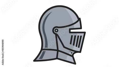 Vector illustration of a medieval knight's helmet in profile