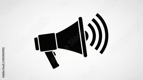 Black Megaphone Icon Making Loud Announcement.