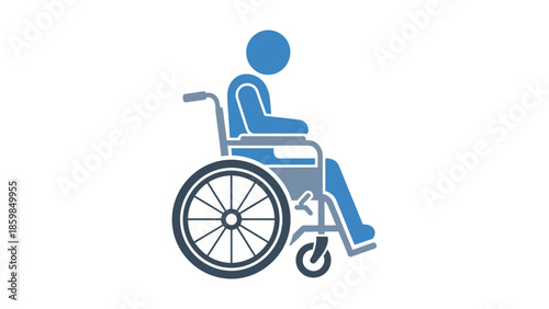 Blue Icon of Person in Wheelchair.
