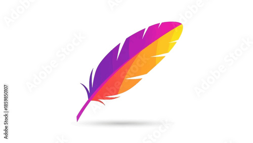 Colorful Feather Illustration with Gradient Effect.