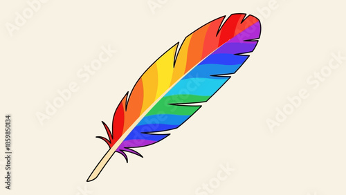 Colorful Rainbow Feather Illustration Design Element.