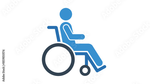 Disabled Person Sitting in Wheelchair Icon.
