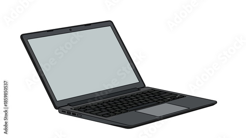 Modern Laptop Computer with Blank Screen.
