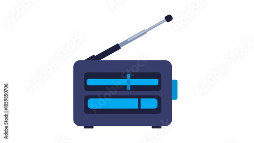 Retro Radio with Antenna and Controls.
