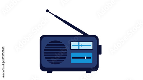 Retro Style Blue Radio with Antenna.