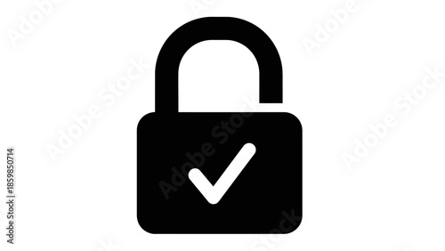 Secure Lock Icon with Checkmark Symbol.