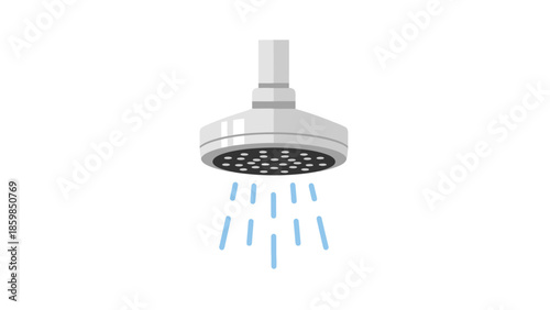 Shower Head with Water Droplets Flowing.